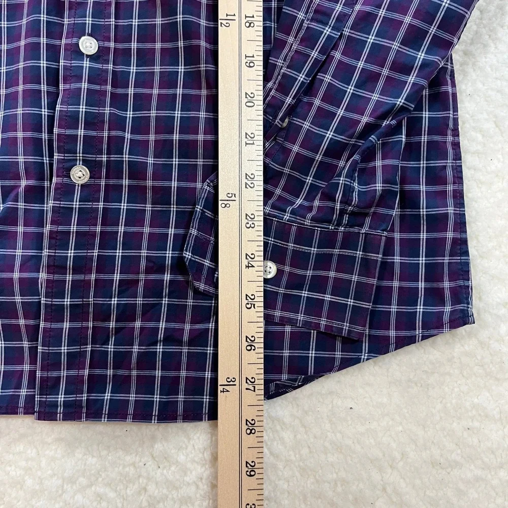 Banana Republic Button Up Mens S Purple Plaid Tech Stretch Cotton Slim Flex Fit